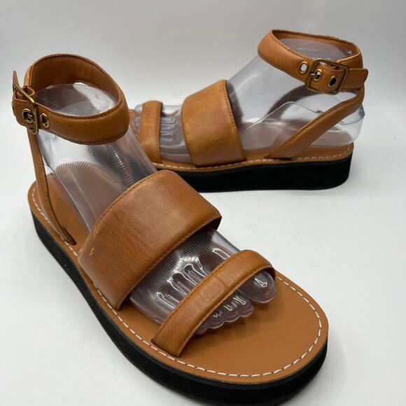 J. Crew Mallorca Platform Double-strap Leather Sandals Brown Size 7.5 - Picture 8 of 12